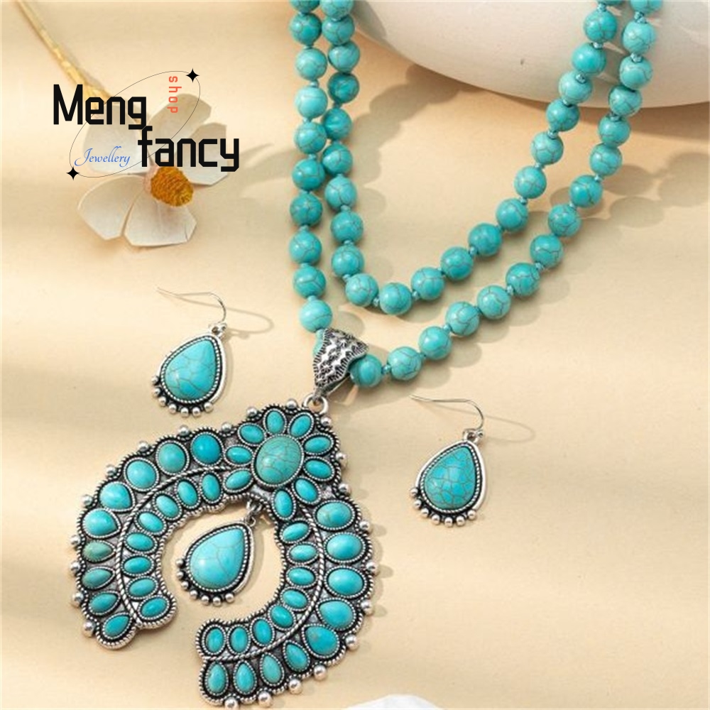Retro Three-Layer Flower Earri - Layered Necklace Set recension och pris