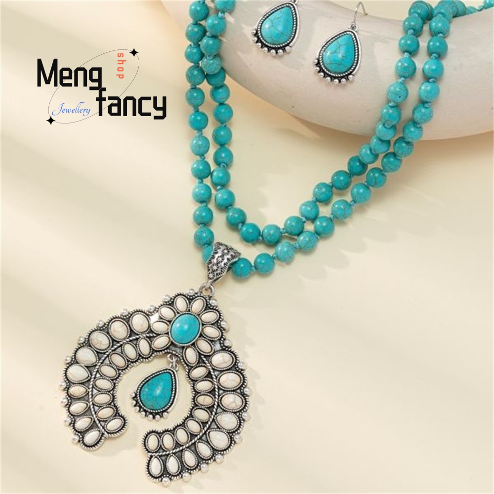 Retro Three-Layer Flower Earri - Layered Necklace Set recension och pris